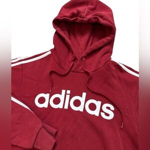 Adidas Men’s Hoodie Size Medium Maroon/Red Spell Out‎ Logo 3 Stripes Sports